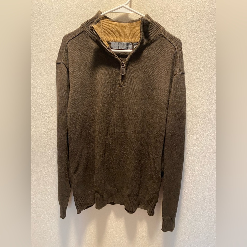 Vintage Oscar de la Renta quarter zip cotton sweater brown XL